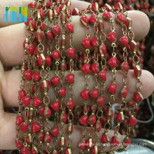 Heart Shape Acrylic Beads Chain Metal Wire Rosary Beads Chain